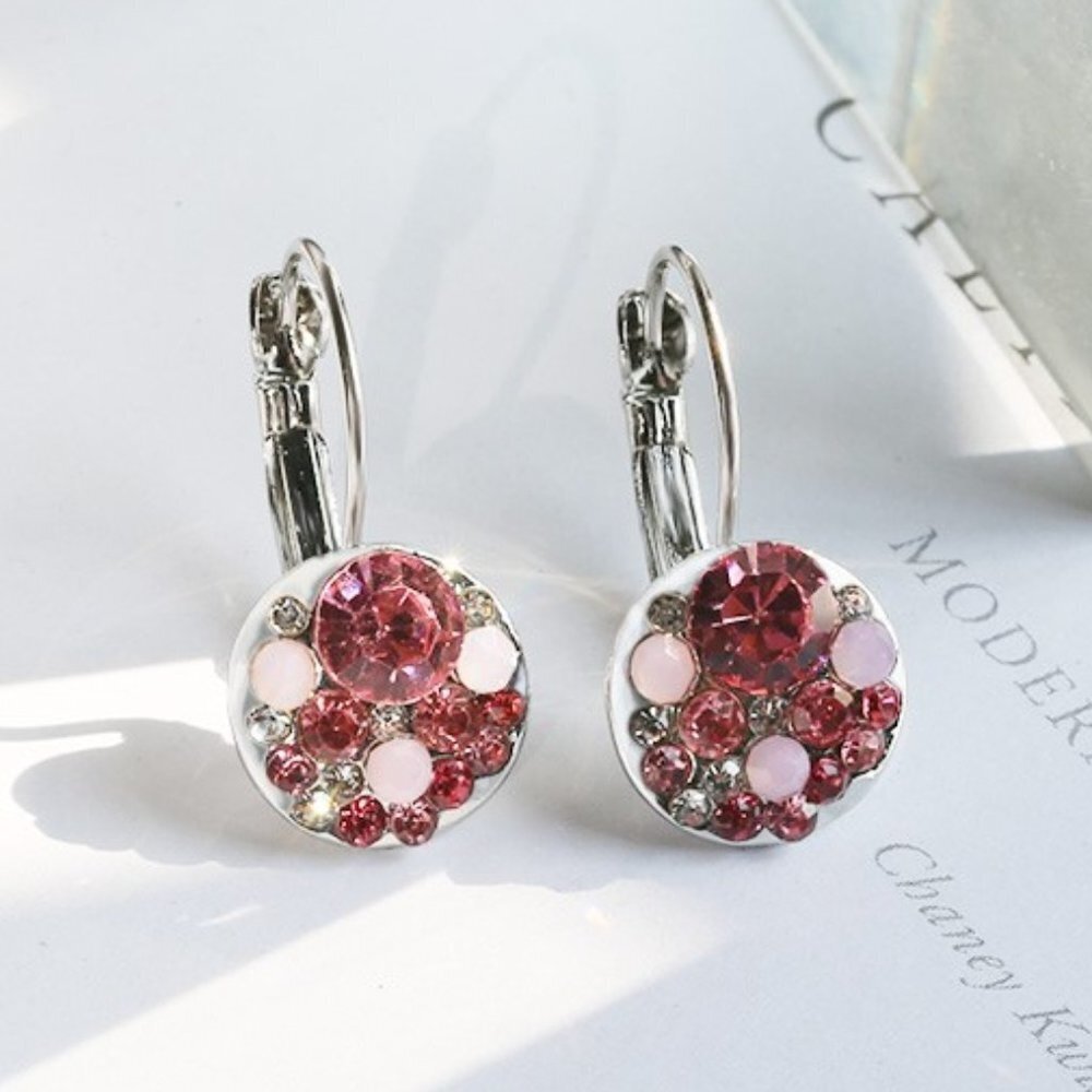 🎁 Different Sizes Colorful Round CZ Stud Earrings for Women, HA4059